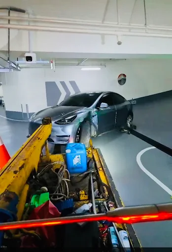 地下室停車場拖吊作業